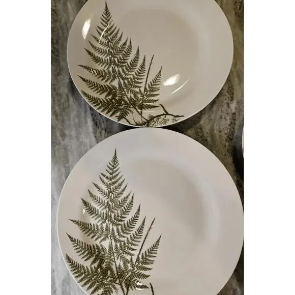 Unique Botanical Fern Dinner Plates by Mary Carol (2007) - Set of 5 - 10.5